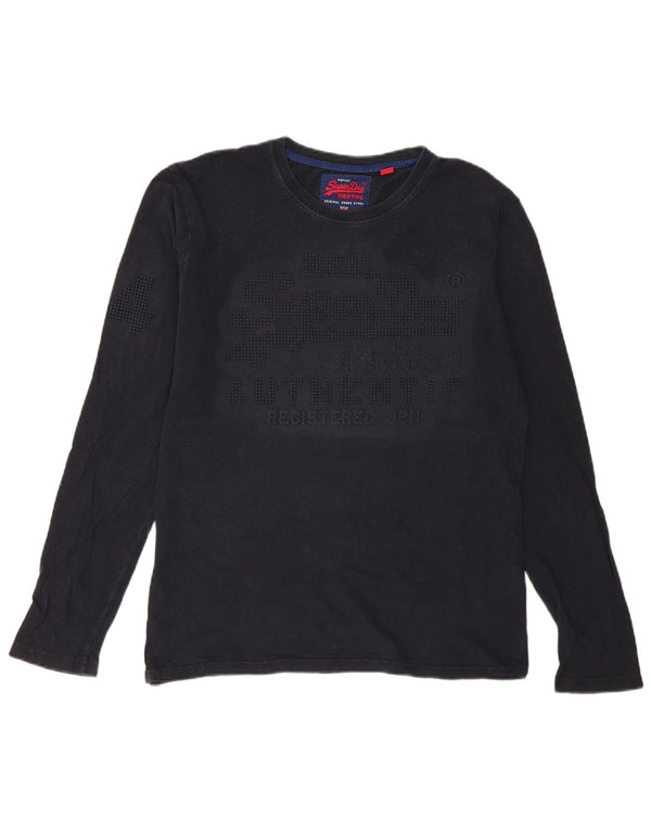Superdry Mens Graphic Top Long Sleeve Large Black Cotton