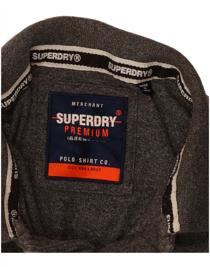 SUPERDRY Mens Graphic Polo Shirt 3XL Grey Cotton