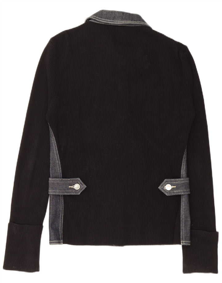 KAREN MILLEN Womens Cardigan Sweater Size 3 Small Blue Colourblock Viscose