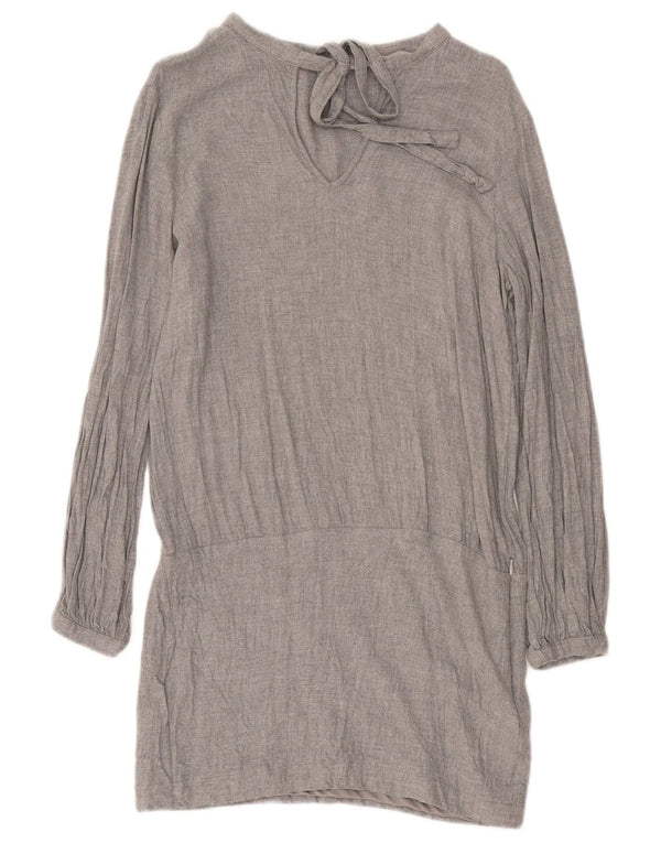 Zara Womens Trafaluc Long Sleeve Drop Waist Dress UK 14 Medium Grey