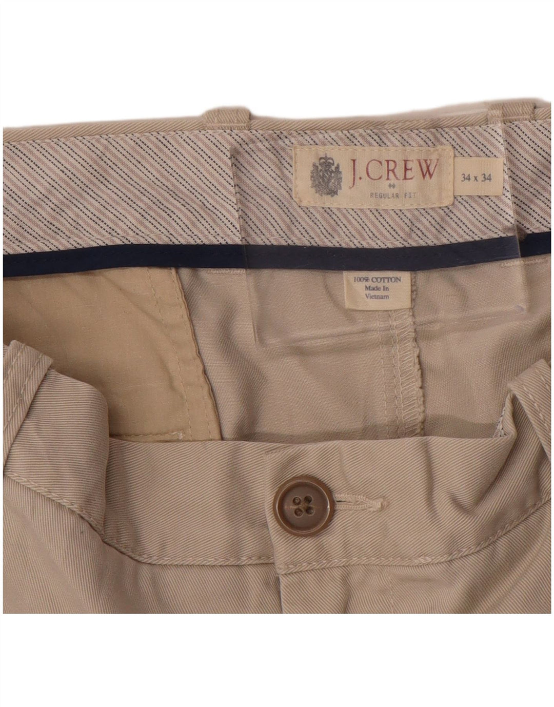 J. Crew Mens Straight Regular Fit Chino Trousers W34 L34 Beige Cotton