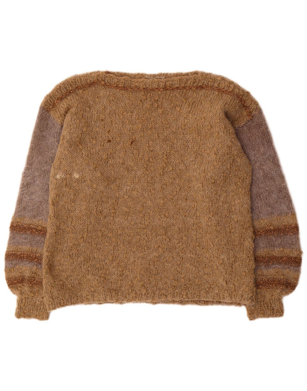 VINTAGE Womens Boat Neck Jumper Sweater UK 18 XL Brown Striped