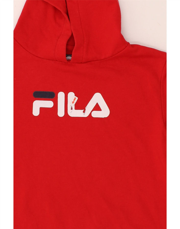 FILA Boys Graphic Hoodie Jumper 13-14 Years Red Polyester Vintage Fila and Second-Hand Fila from Messina Hembry 