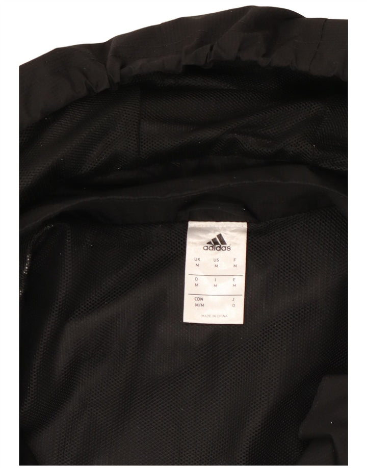 ADIDAS Mens Hooded Tracksuit Top Jacket Medium Black Colourblock Polyester