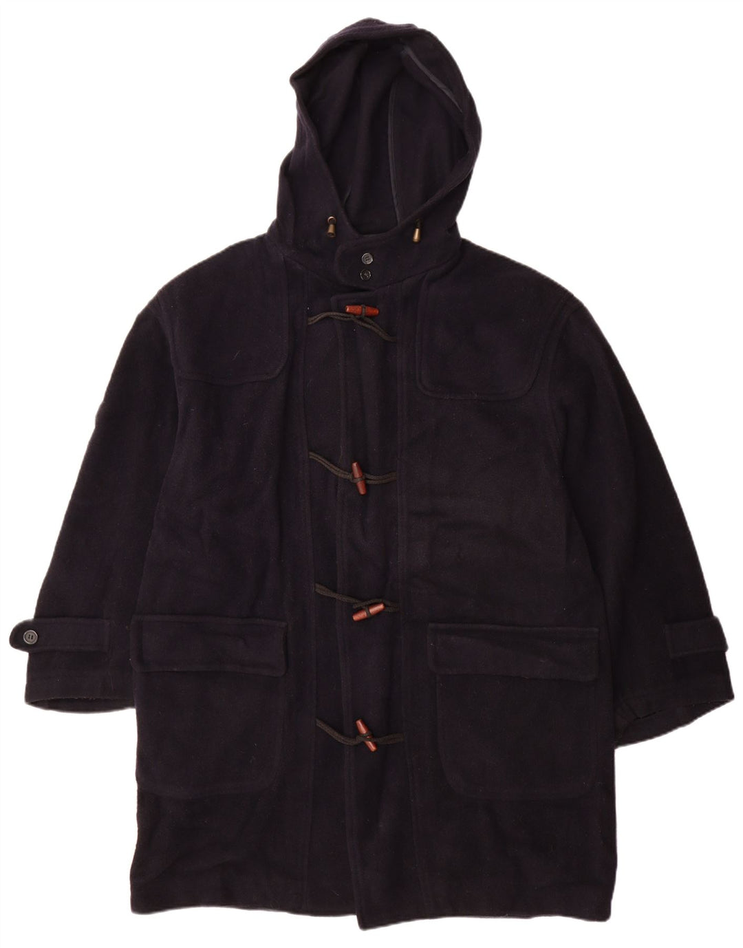 VINTAGE Mens Hooded Duffle Coat IT 54 2XL Navy Blue
