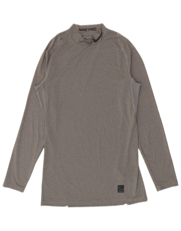 Nike Mens Graphic Top Long Sleeve Large Grey Polyester