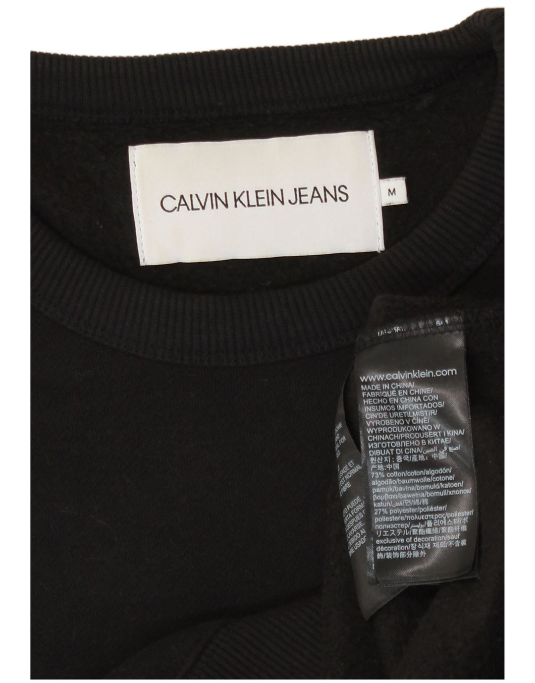 Calvin Klein Jeans Mens Graphic Sweatshirt Jumper Medium Black Cotton