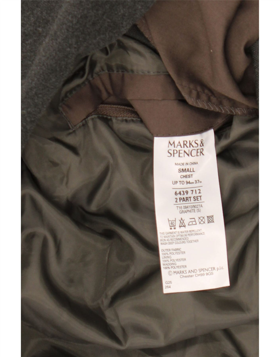 Marks & Spencer Mens Overcoat UK 36 Small Brown Polyester