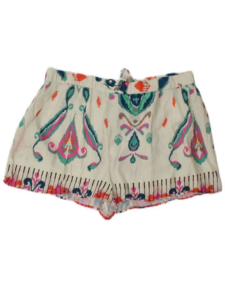 Zara Womens Hot Pants 2XL W38  White Ikat Linen