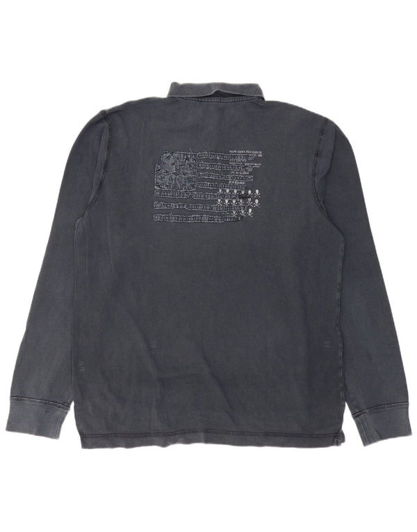 RALPH LAUREN Mens Graphic Long Sleeve Polo Shirt Large Navy Blue