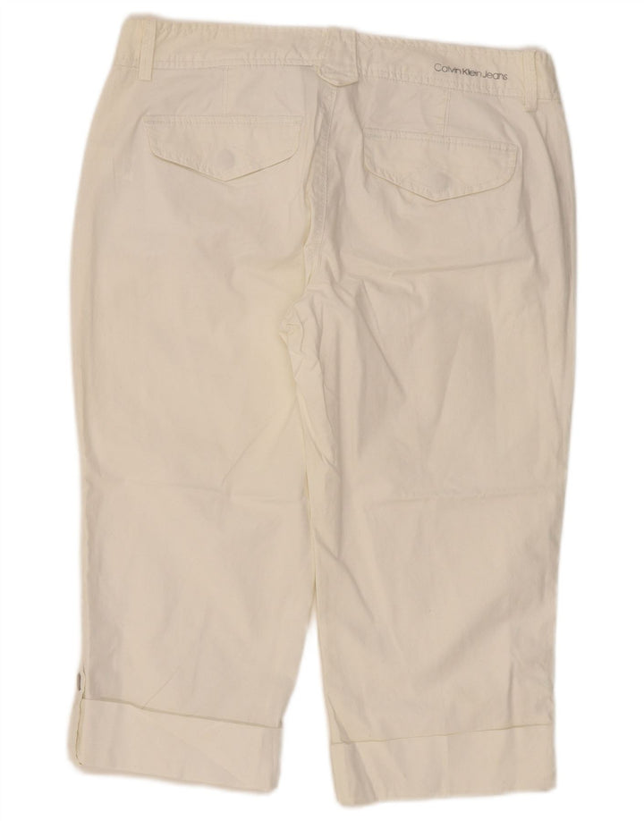 CALVIN KLEIN Womens Slim Capri Trousers US 12 Large W34 L19  Off White