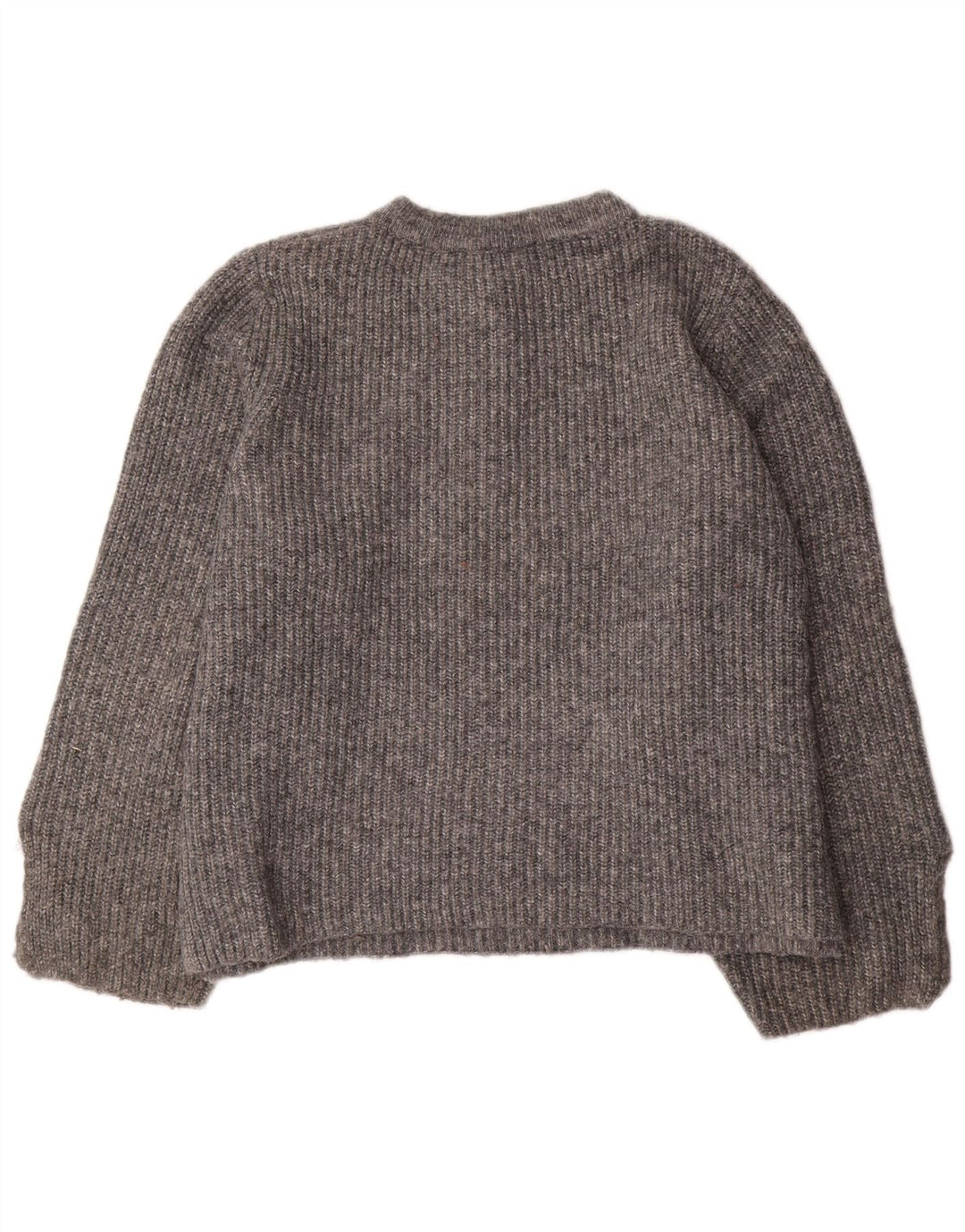 ZARA Womens Oversized Crew Neck Jumper Sweater UK 10 Small Grey Acrylic