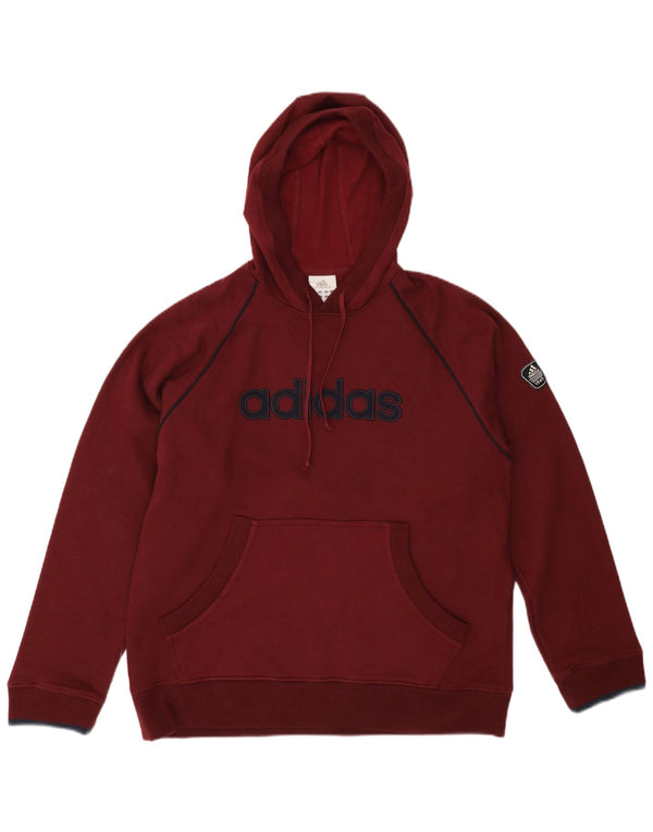 ADIDAS Mens Graphic Hoodie Jumper Medium Maroon Cotton