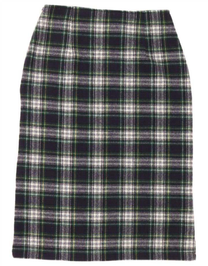 FORT & MADOX Womens Pencil Skirt IT 44 Medium W28 Navy Blue Check Wool