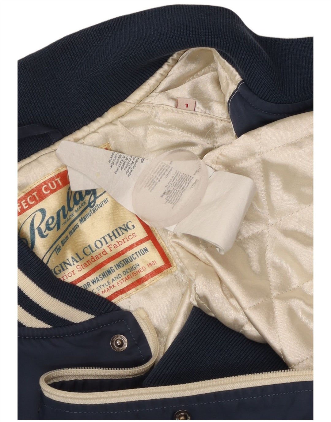 Replay Mens Graphic Varsity Jacket UK 40 Large Navy Blue Colourblock