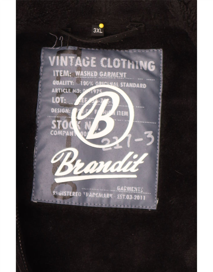 BRANDIT Mens Hooded Parka Jacket UK 46 3XL Black Polyester