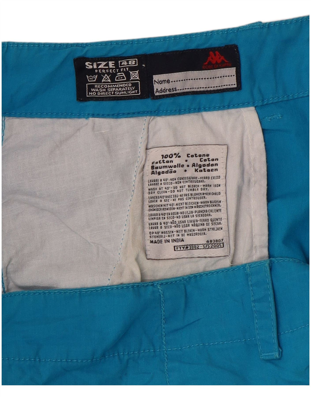 KAPPA Womens Perfect Fit Straight Capri Trousers IT 48 XL W34 L20 Blue