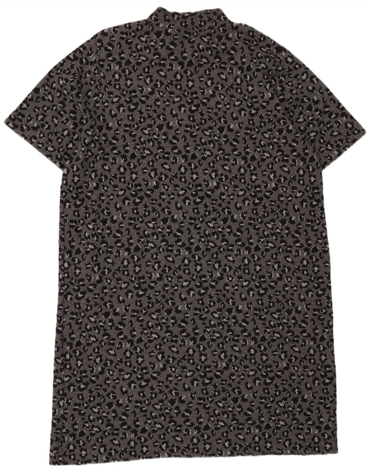 MARKS & SPENCER Womens Basic Dress UK 24 4XL  Grey Animal Print Cotton