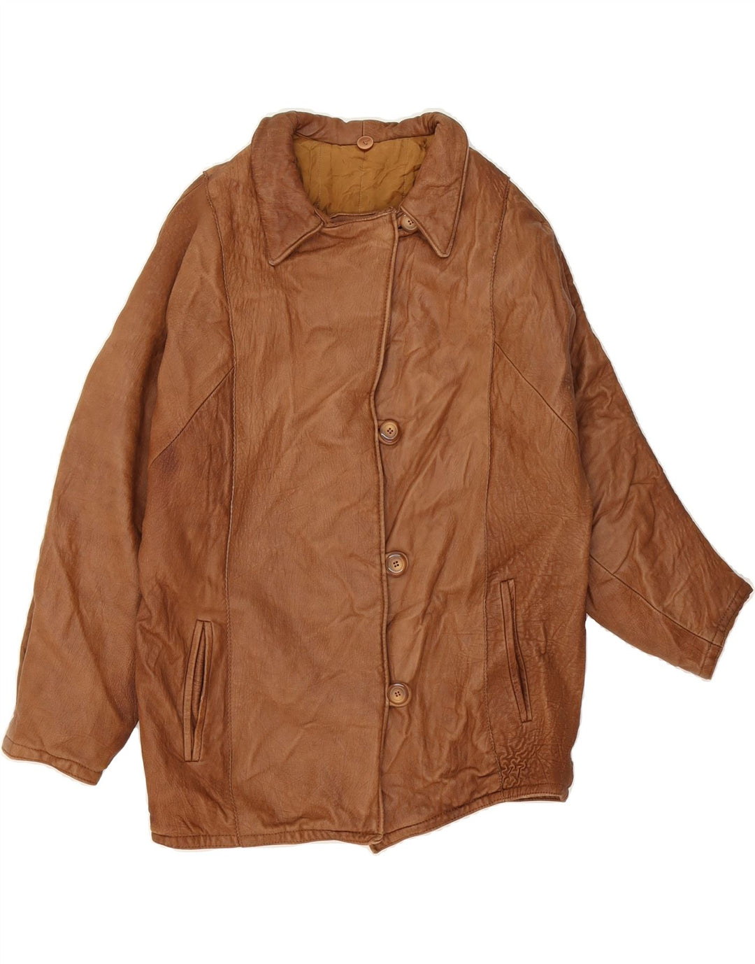 VINTAGE Womens Leather Jacket UK 14 Medium Brown Vintage Vintage and Second-Hand Vintage from Messina Hembry 