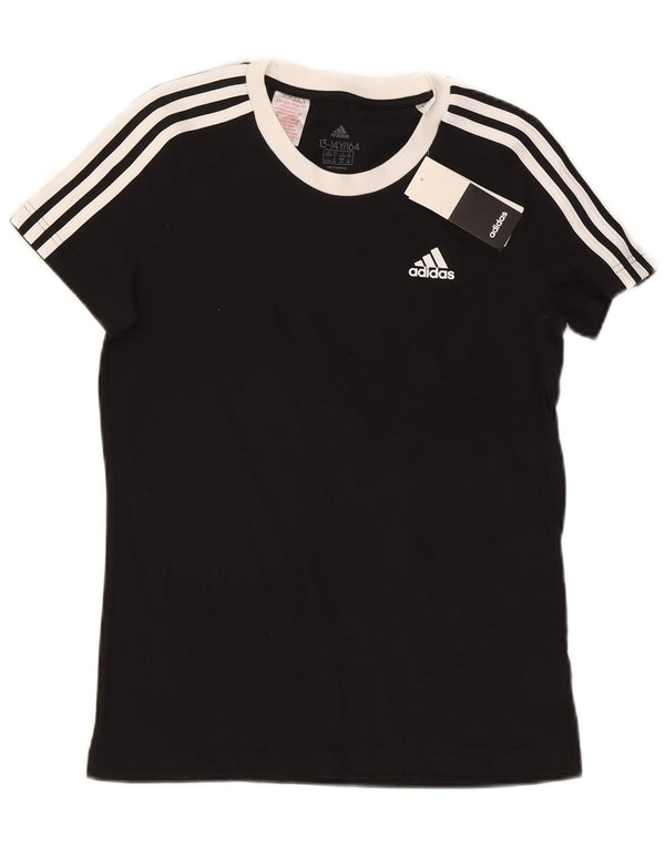 Adidas Boys T-Shirt Top 13-14 Years Black Cotton
