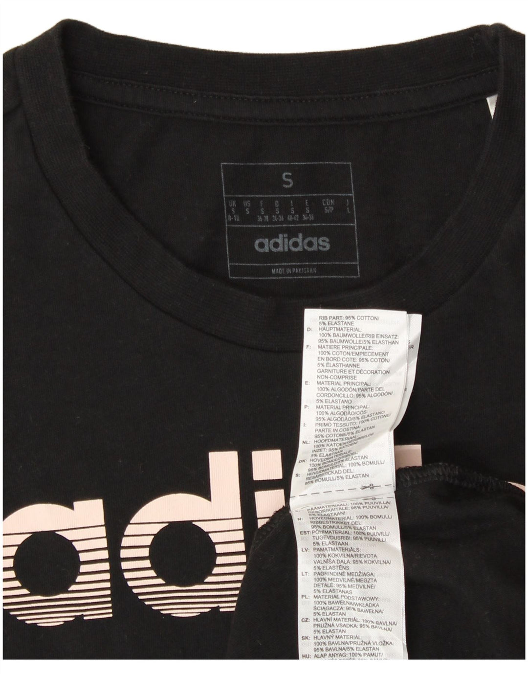 ADIDAS Womens Graphic T-Shirt Top UK 8/10 Small Black Cotton