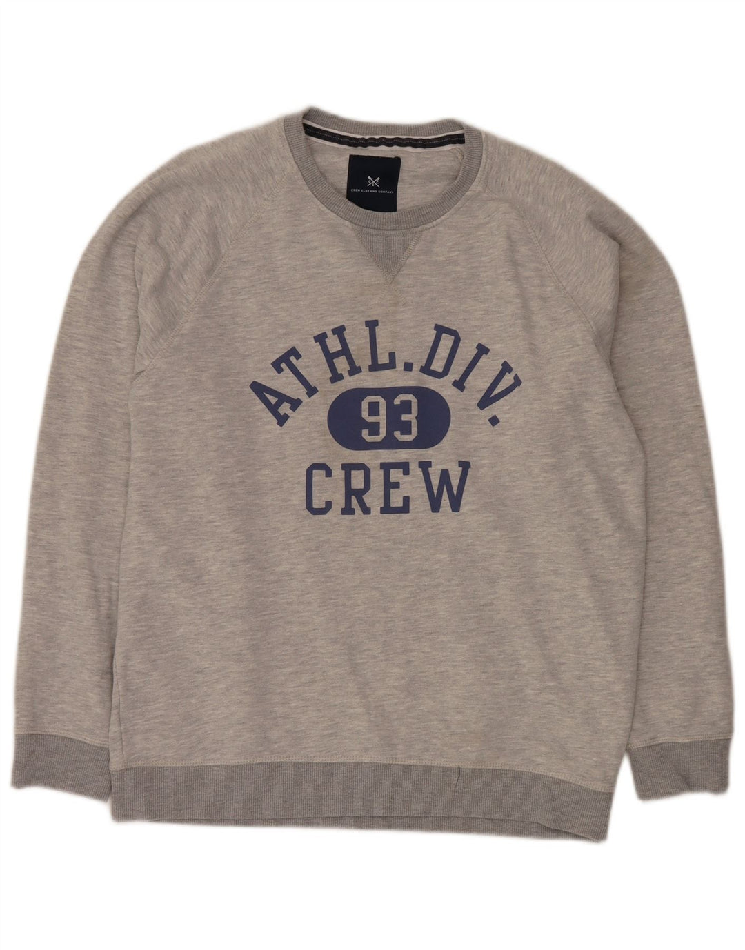 Crew Clothing Mens Graphic Sweatshirt Jumper Large Grey Flecked Cotton