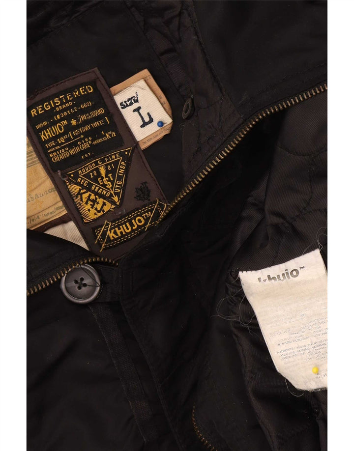 KHUJO Womens Hooded Padded Coat UK 14 Large Black Polyester