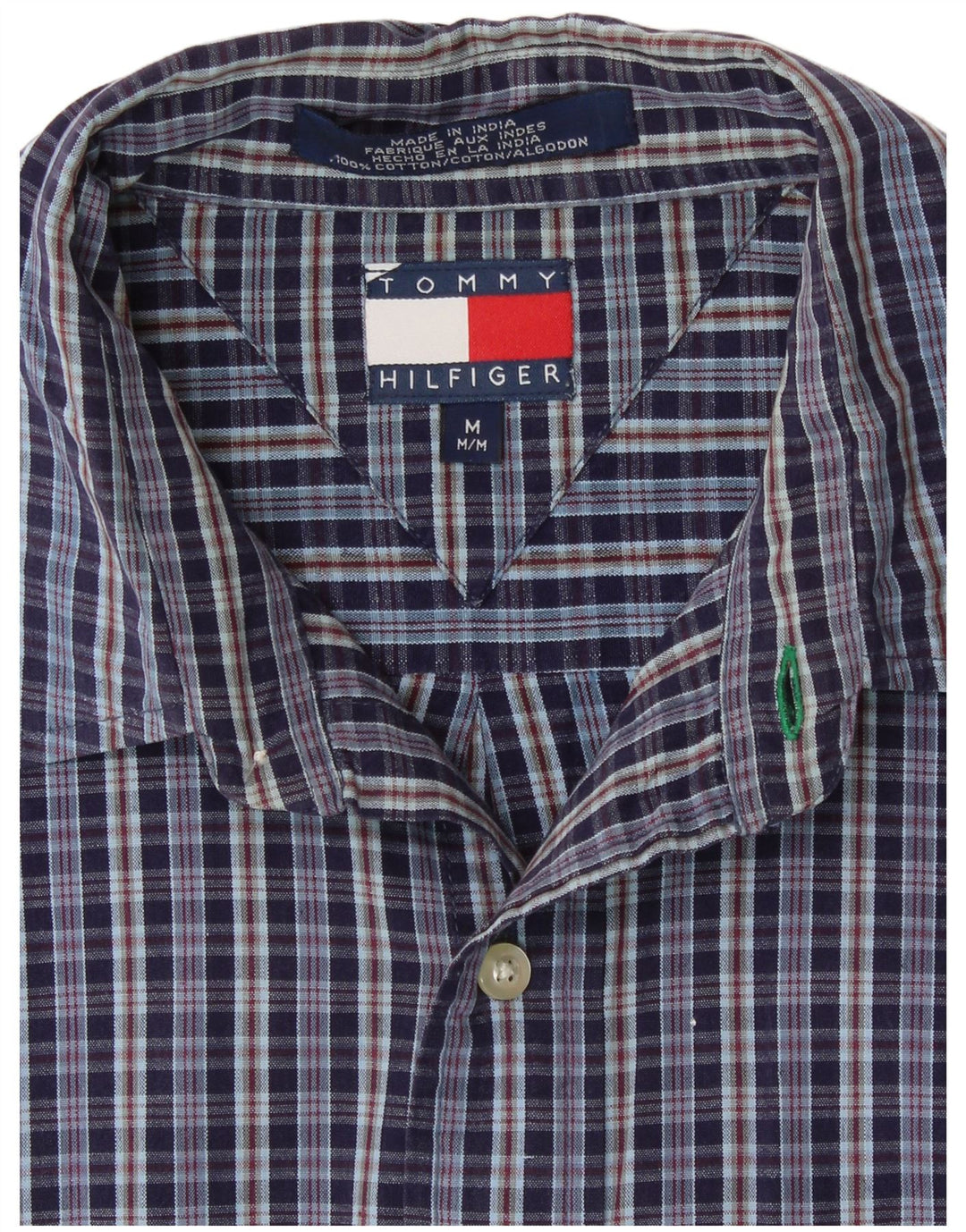 TOMMY HILFIGER Mens Shirt Medium Navy Blue Check Cotton