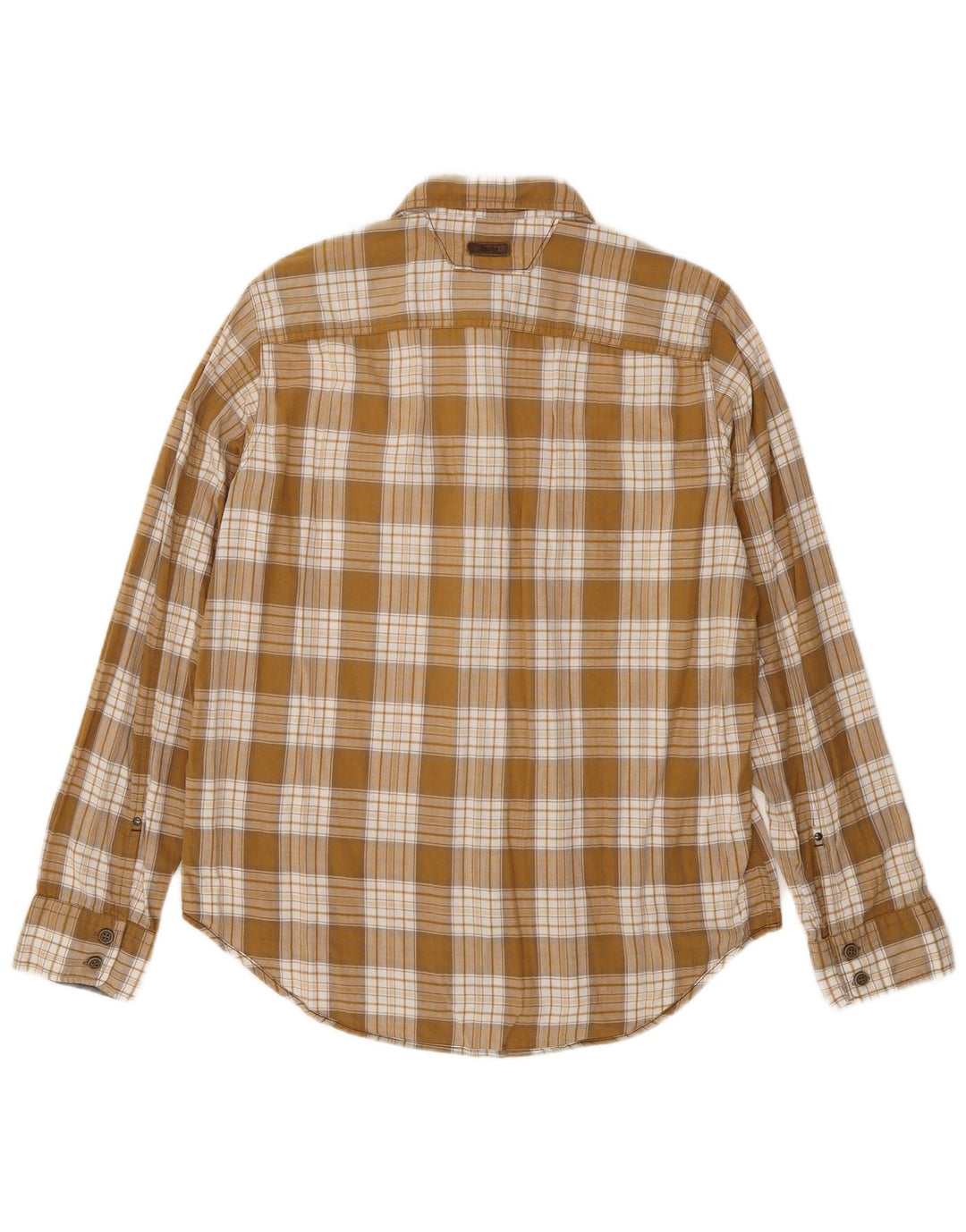 MARLBORO CLASSICS Mens Regular Fit Flannel Shirt Medium Beige Check Cotton