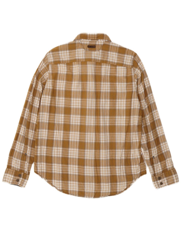 MARLBORO CLASSICS Mens Regular Fit Flannel Shirt Medium Beige Check Cotton