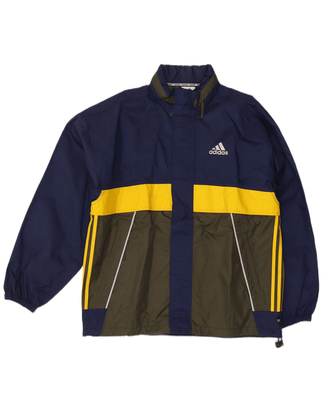 Adidas Mens Hooded Rain Jacket UK 40/42 Medium Navy Blue Colourblock