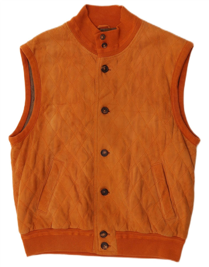 Mila Schon Mens Quilted Gilet UK 38 Medium Orange