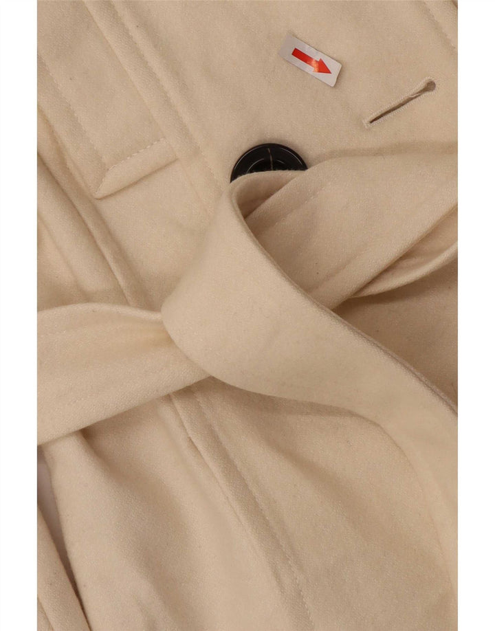 Zara Womens Pea Coat UK 12 Medium Off White Wool