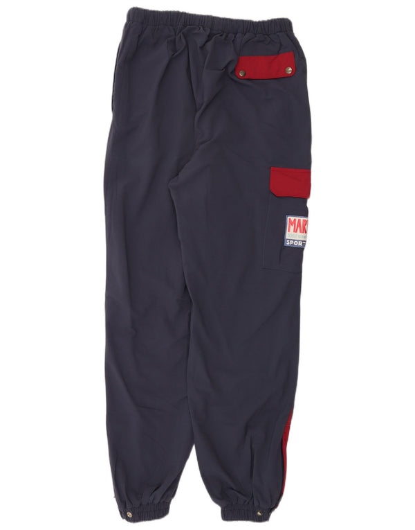 Vintage Mens Tracksuit Trousers Joggers IT 48 Medium Navy Blue Colourblock