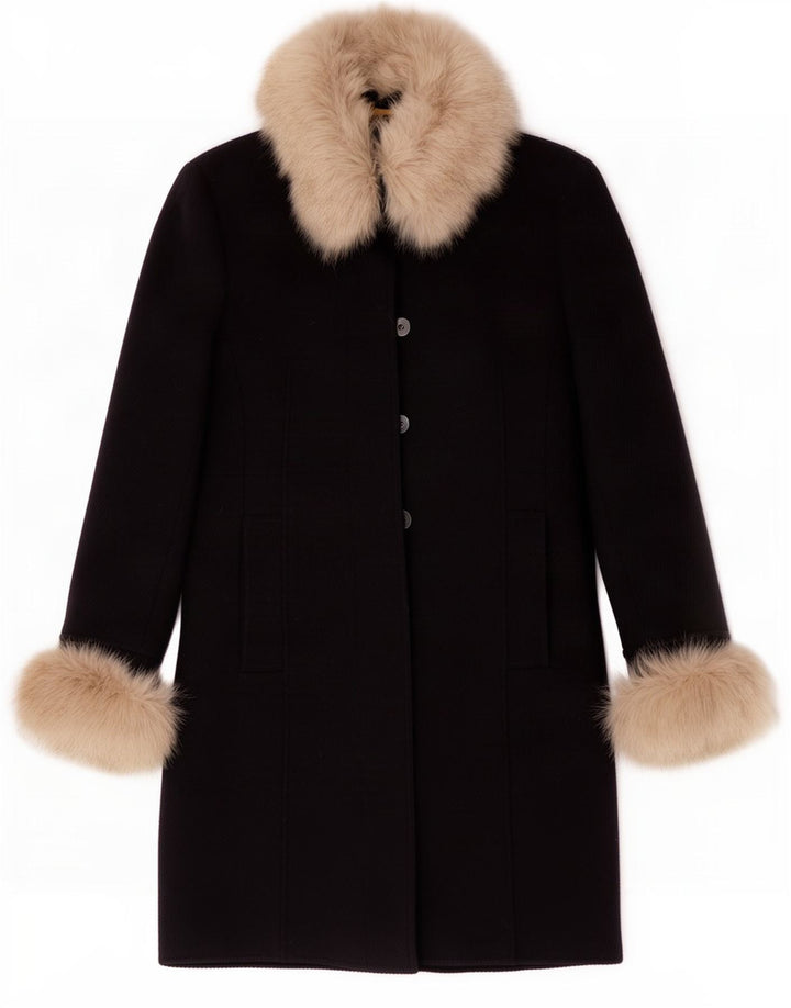 Hobbs Womens Overcoat UK 12 Medium Navy Blue Wool