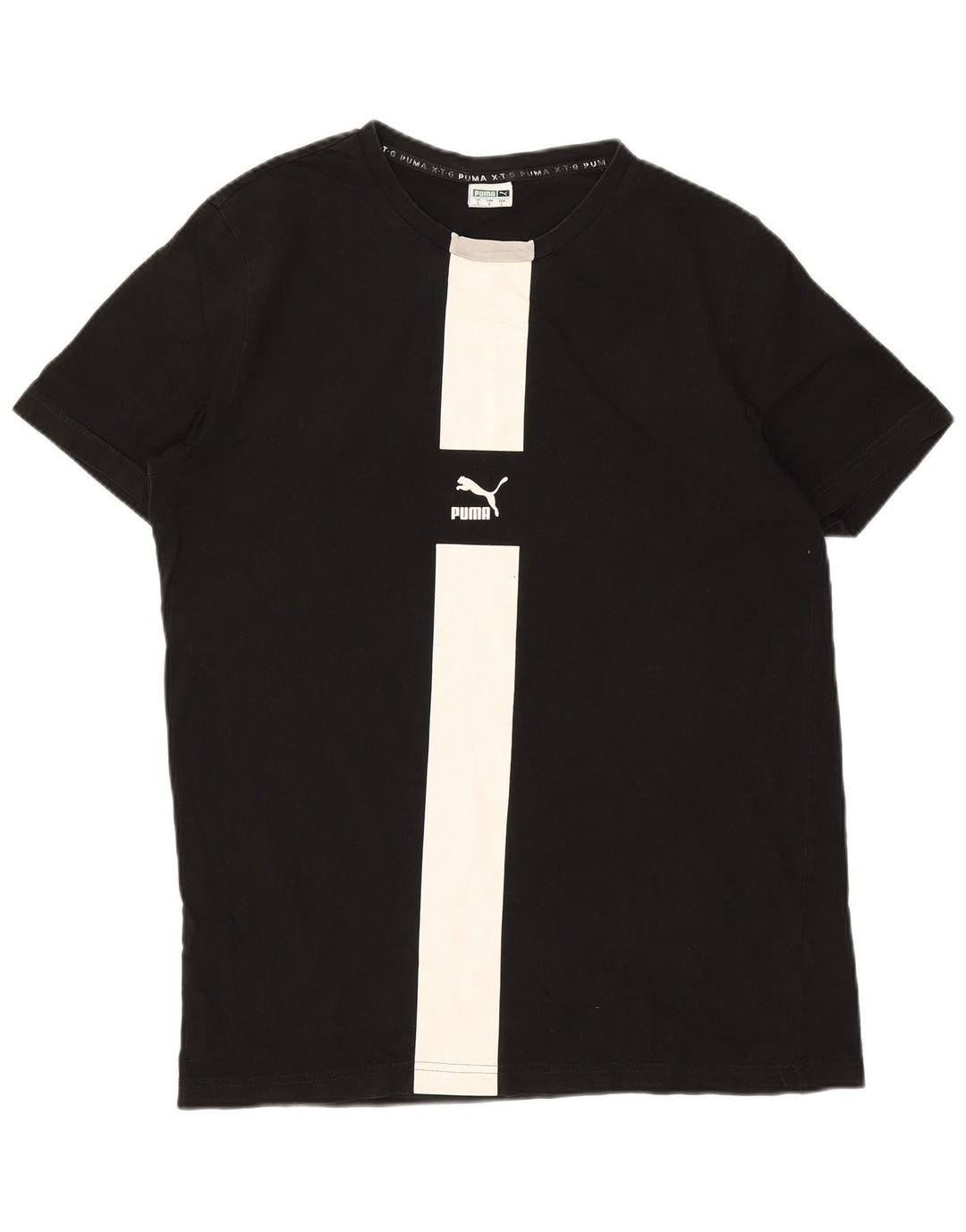 PUMA Mens T-Shirt Top Large Black Colourblock