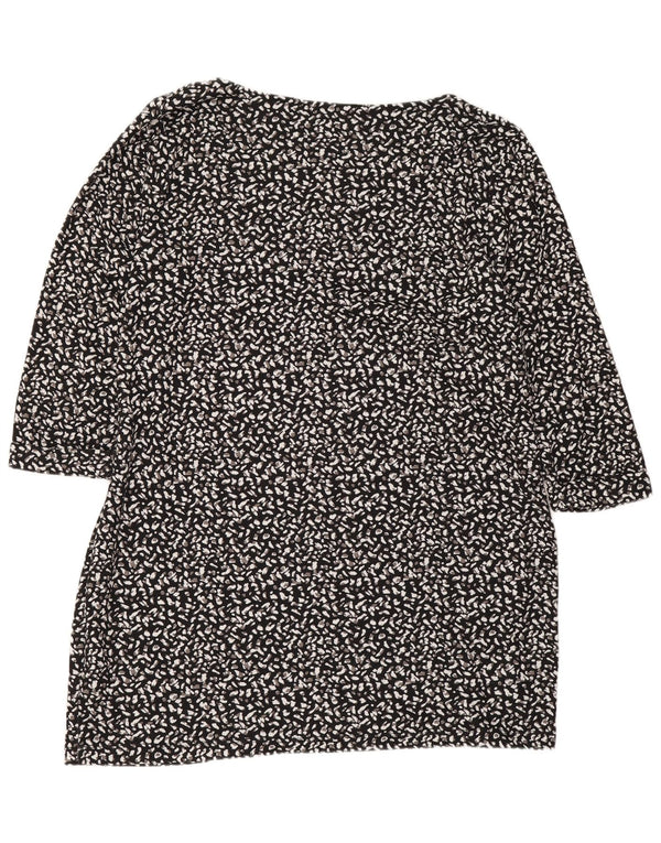 Marks & Spencer Womens 3/4 Sleeve Tunic Top UK 18 XL Black Animal Print