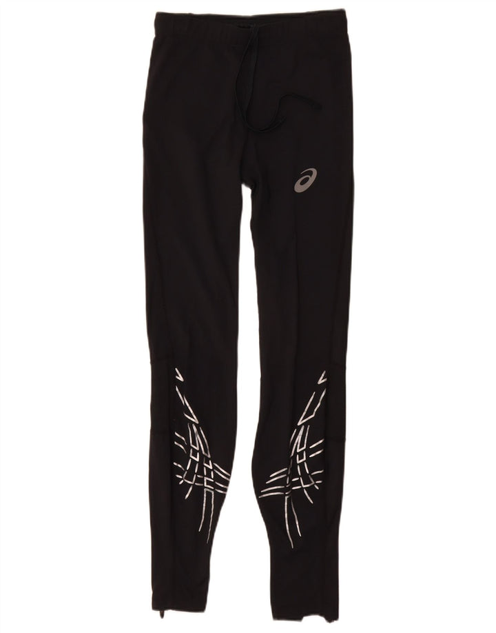 Asics Womens Leggings UK 8 Small  Black Geometric Polyamide