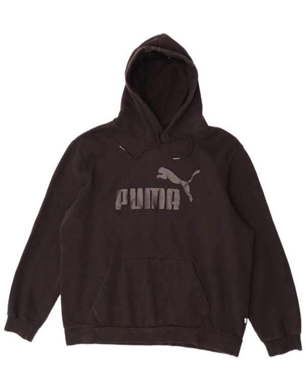 Puma Mens Graphic Hoodie Jumper Large Black Cotton