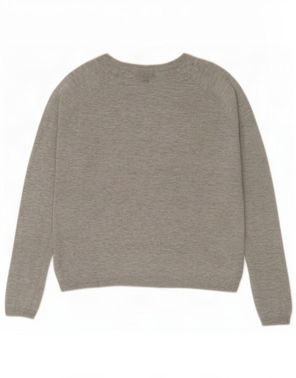 Topshop Womens Oversized Boat Neck Jumper Sweater UK 6 XS Grey Colourblock