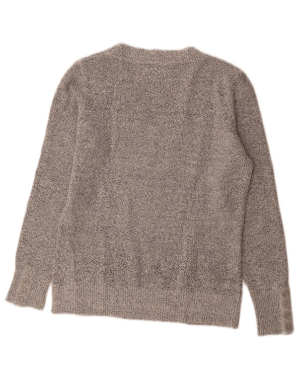 M&Co Womens V-Neck Jumper Sweater UK 14 Medium Grey Acrylic