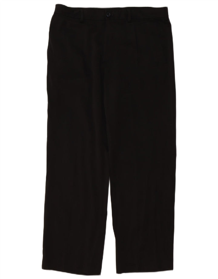 IZOD Mens Straight Chino Trousers W34 L30 Black Polyester