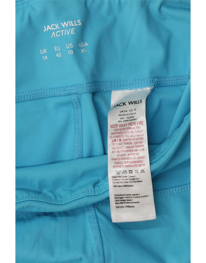 JACK WILLS Womens Leggings UK 14 Large Blue Striped Polyester