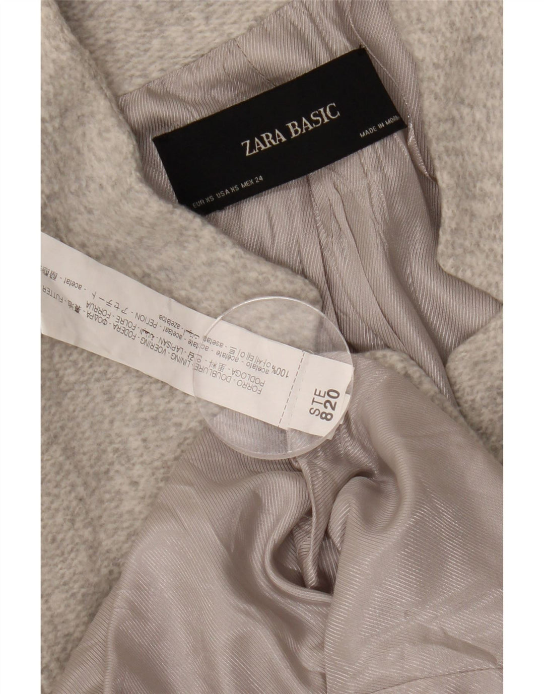 Zara Womens Open Overcoat UK 6 XS Grey Acetate