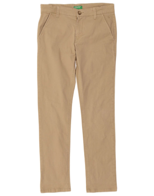 Benetton Boys Slim Chino Trousers 11-12 Years 2XL W30 L28 Beige Cotton