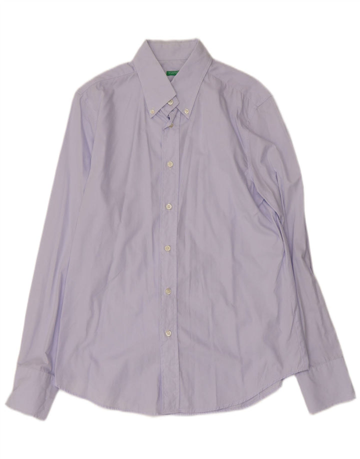 BENETTON Mens Shirt Large Purple Cotton