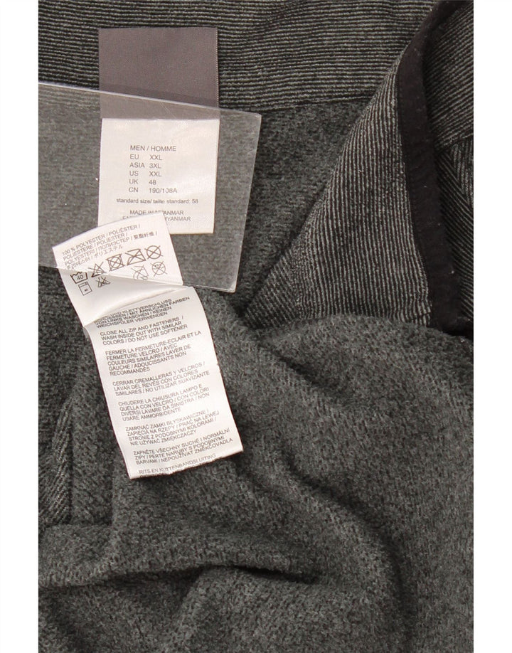 JACK WOLFSKIN Mens Zip Neck Fleece Jumper UK 48 2XL Grey Pinstripe