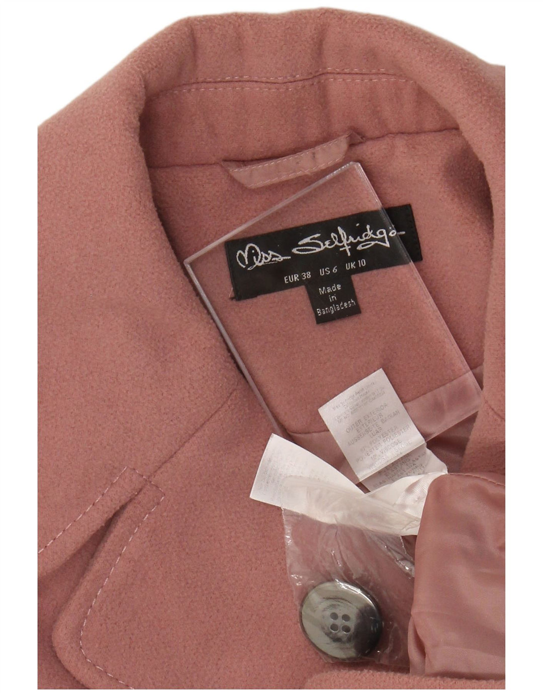 Miss Selfridge Womens Overcoat UK 10 Small Pink Polyester