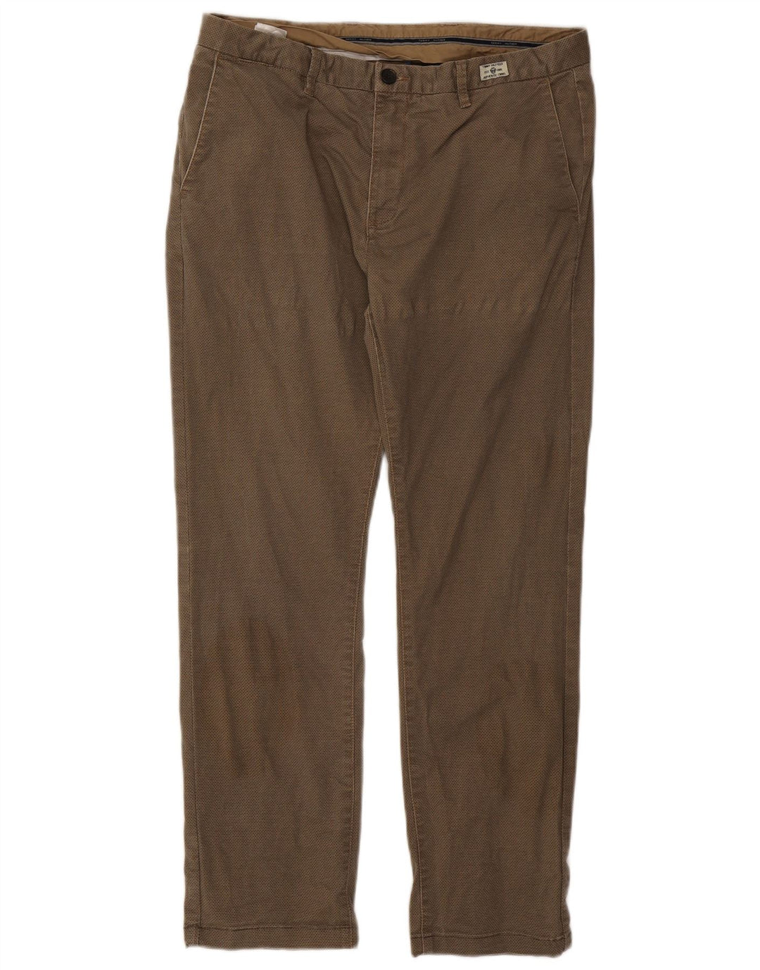TOMMY HILFIGER Mens Straight Chino Trousers W34 L29 Brown Spotted Cotton