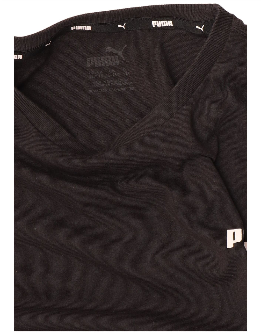 PUMA Boys Graphic Top Long Sleeve 15-16 Years XL Black